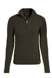 Country Cable Quarter Zip Knit (Forest Green)