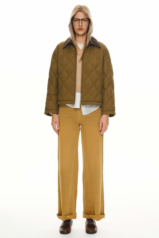 Lightweight Cropped Down Puffer Jacket