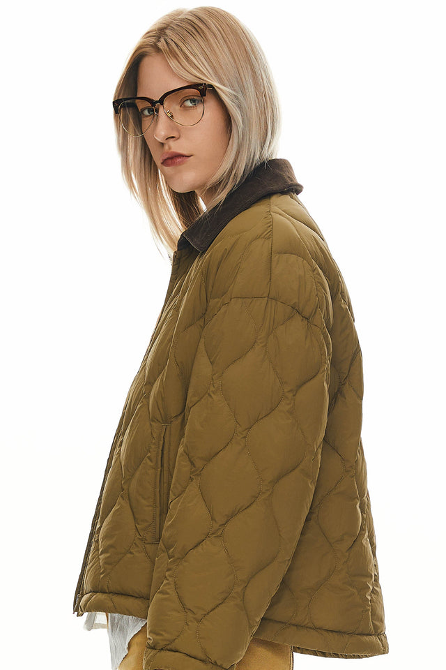 Lightweight Cropped Down Puffer Jacket