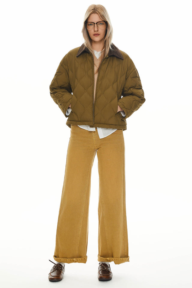 Lightweight Cropped Down Puffer Jacket