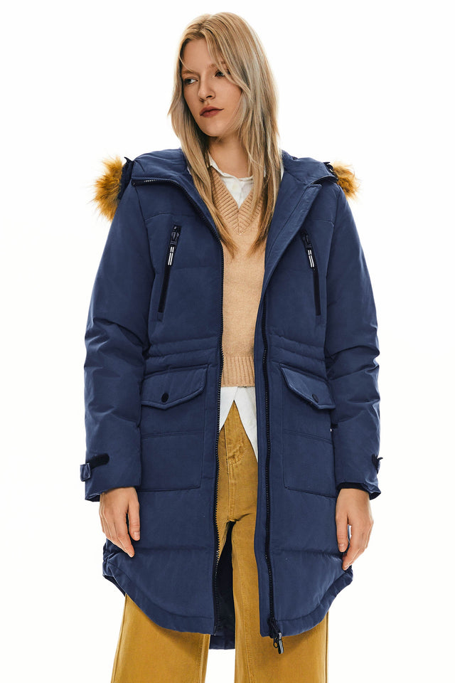 Drawstring Hooded Thickened Down Coat