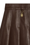 Faux Leather Pleated Mini Skirt (Espresso)