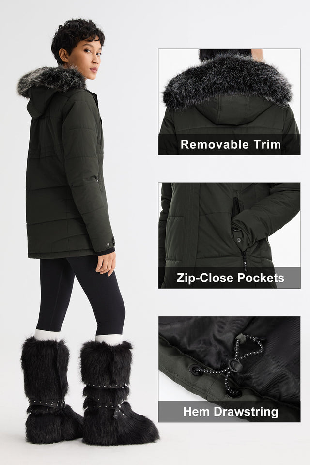 Faux Fur Hooded Mountain Parka Jacket