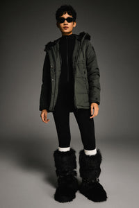 Faux Fur Hooded Mountain Parka Jacket