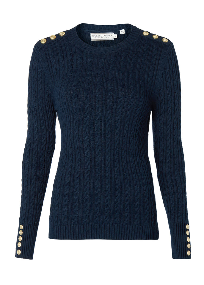 Seattle Cable Crew Knit (Ink Navy)