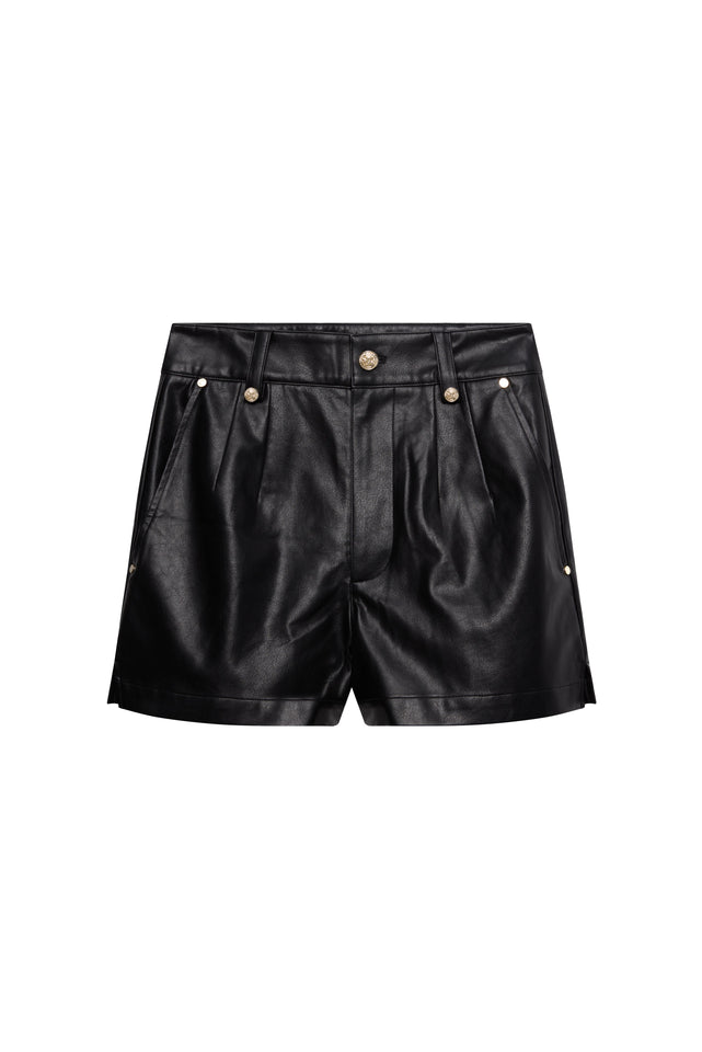 High Waisted Faux Leather Short (Black)