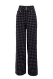 High Waisted Straight Trouser (Large Scale Charcoal Houndstooth)