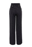 High Waisted Straight Trouser (Large Scale Charcoal Houndstooth)