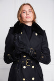 Marlborough Shearling Trench Coat (Soft Black)