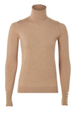 Buttoned Knit Roll Neck (Dark Camel)