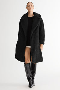 Knee-Length Fleece Lapel Down Coat