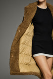 Knee-Length Fleece Lapel Down Coat