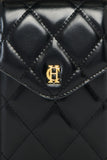 Knightsbridge Quilted Phone Pouch (Black Leather)
