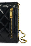 Knightsbridge Quilted Phone Pouch (Black Leather)