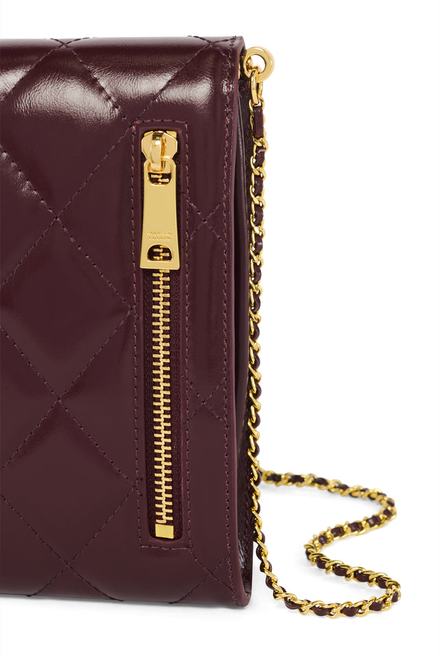 Knightsbridge Quilted Phone Pouch (Oxblood Leather)