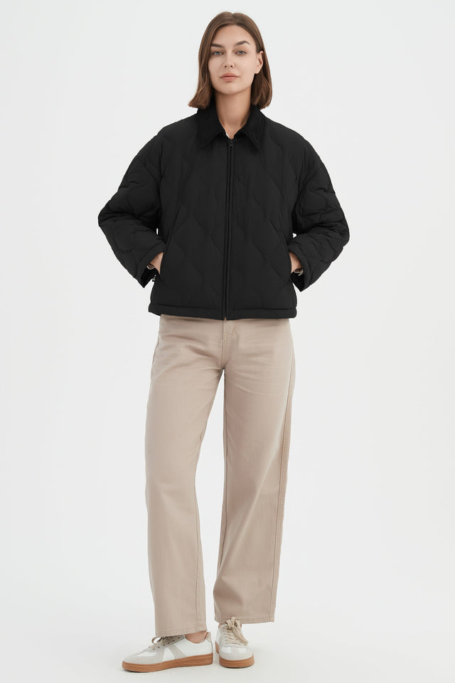 Lightweight Cropped Down Puffer Jacket
