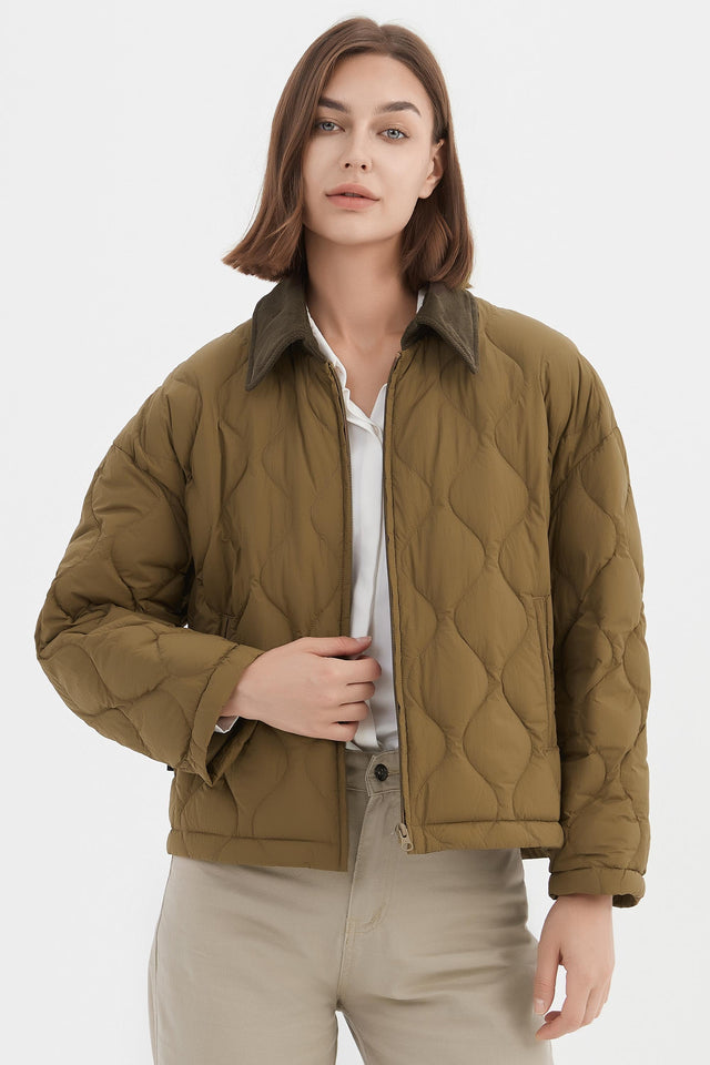 Lightweight Cropped Down Puffer Jacket