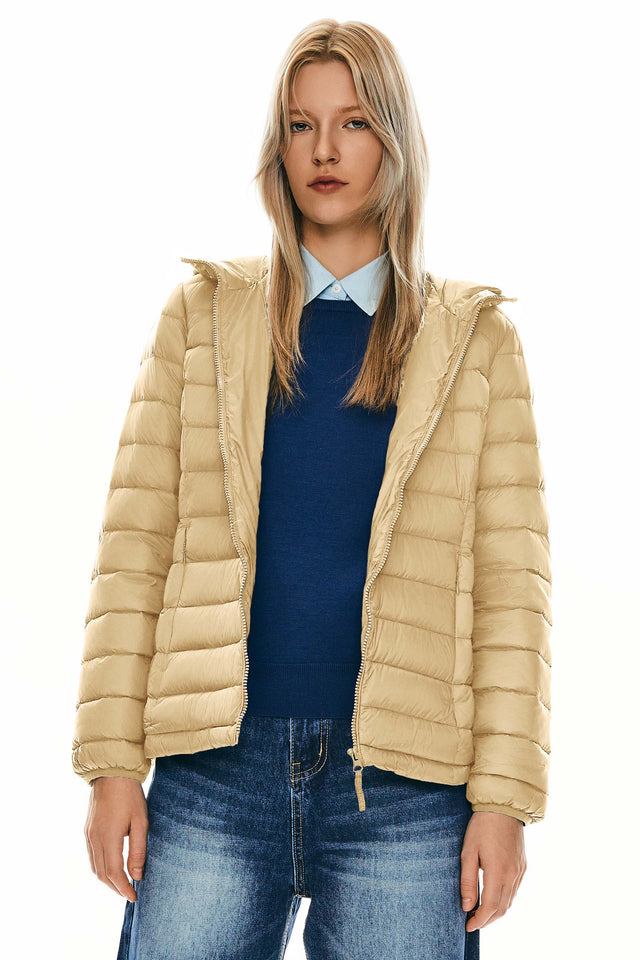 Lightweight Packable Down Jacket with Stand Collar with hood