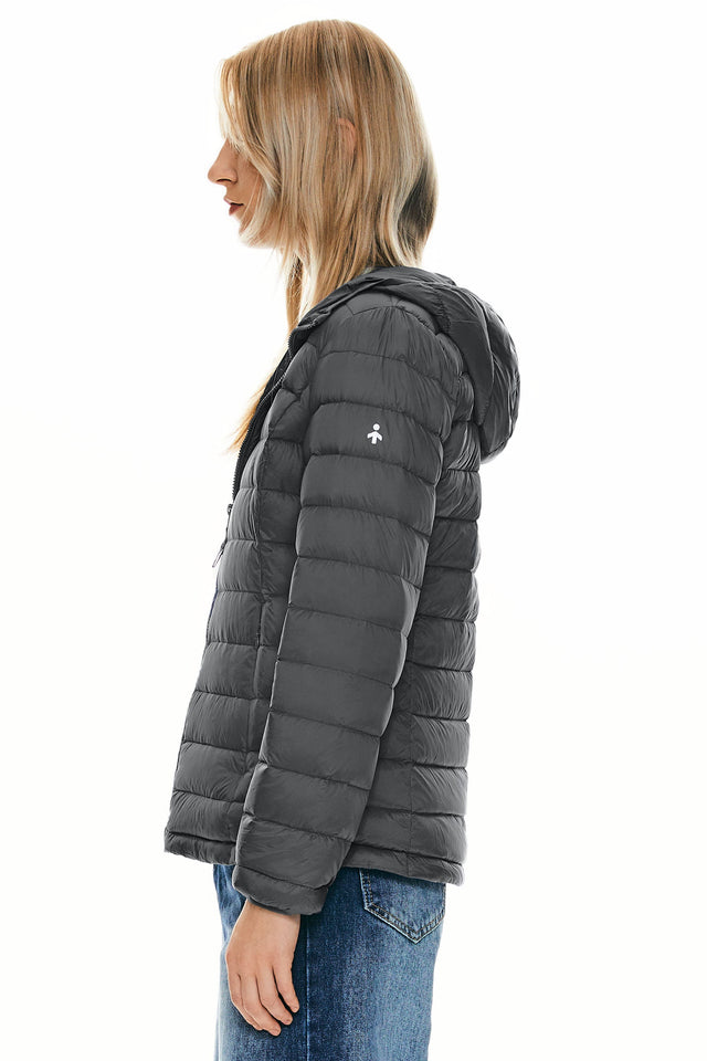 Lightweight Packable Down Jacket with Stand Collar with hood