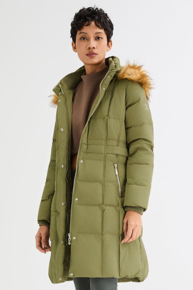 Long Faux Fur Hooded Down Coat