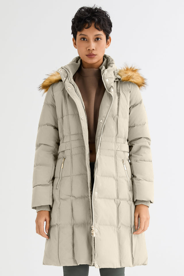 Long Faux Fur Hooded Down Coat