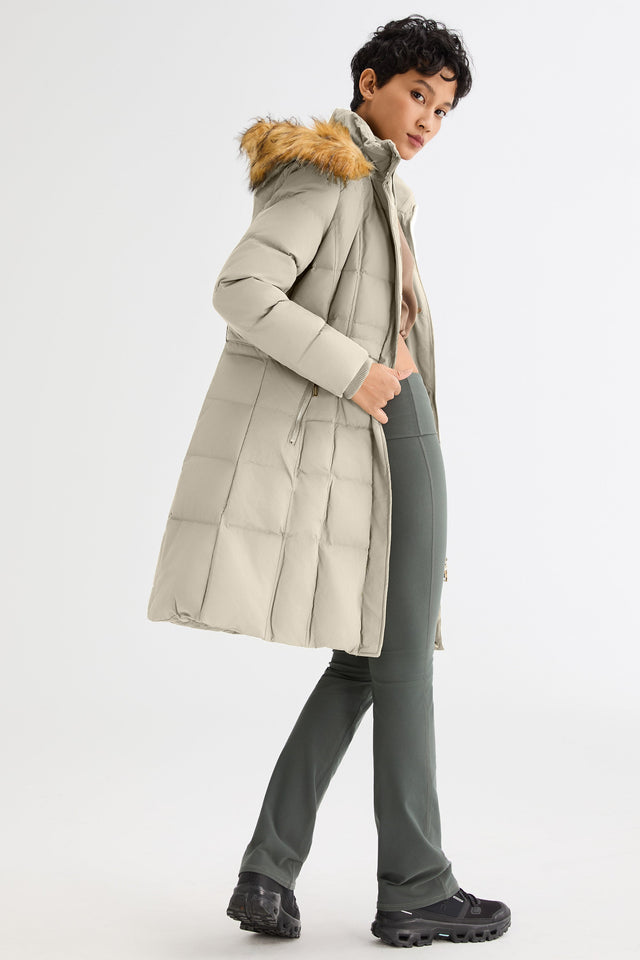 Long Faux Fur Hooded Down Coat