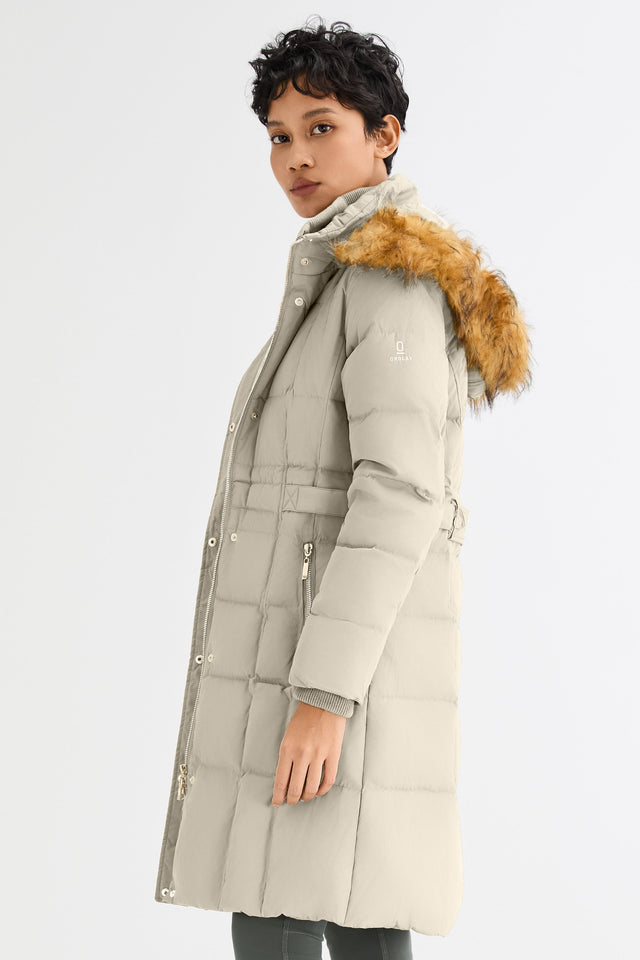 Long Faux Fur Hooded Down Coat