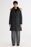 Long Faux Fur Hooded Down Coat