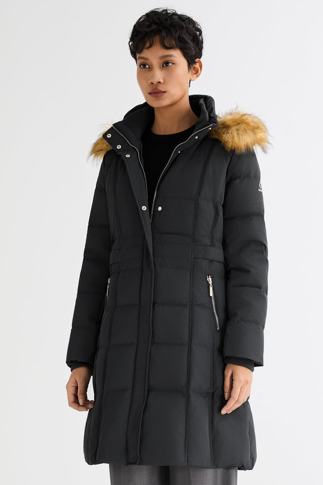 Long Faux Fur Hooded Down Coat