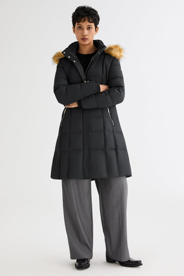 Long Faux Fur Hooded Down Coat