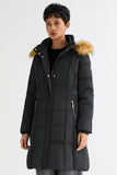 Long Faux Fur Hooded Down Coat