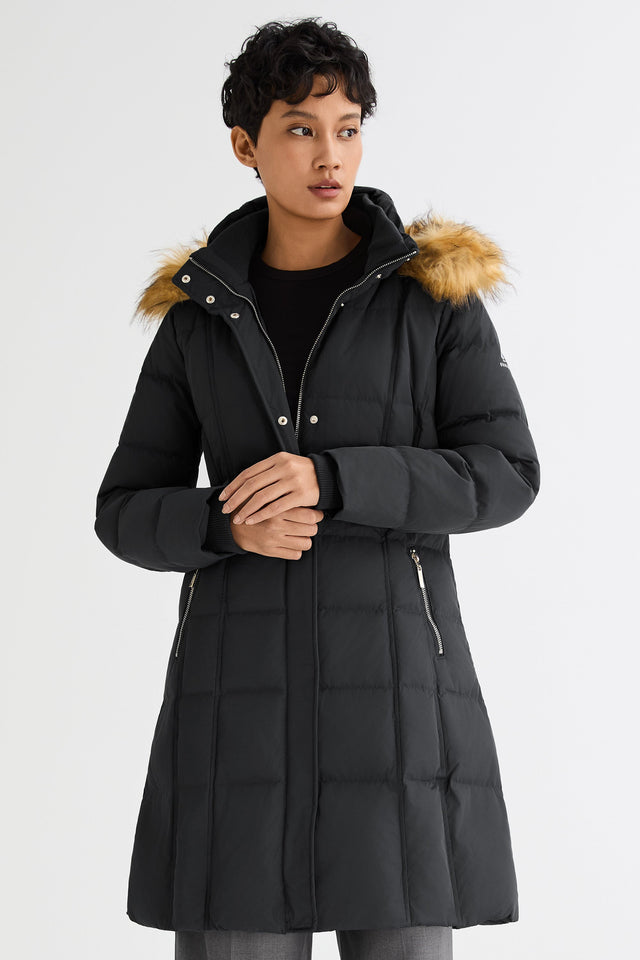 Long Faux Fur Hooded Down Coat