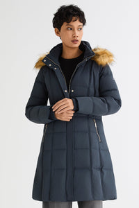 Long Faux Fur Hooded Down Coat