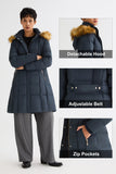 Long Faux Fur Hooded Down Coat