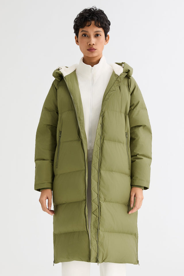 Long Puffer Down Jacket with Hem Slit