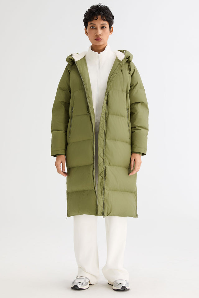 Long Puffer Down Jacket with Hem Slit