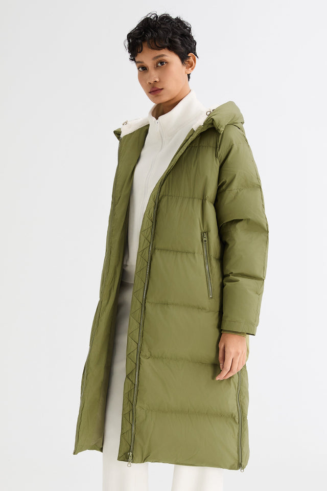 Long Puffer Down Jacket with Hem Slit