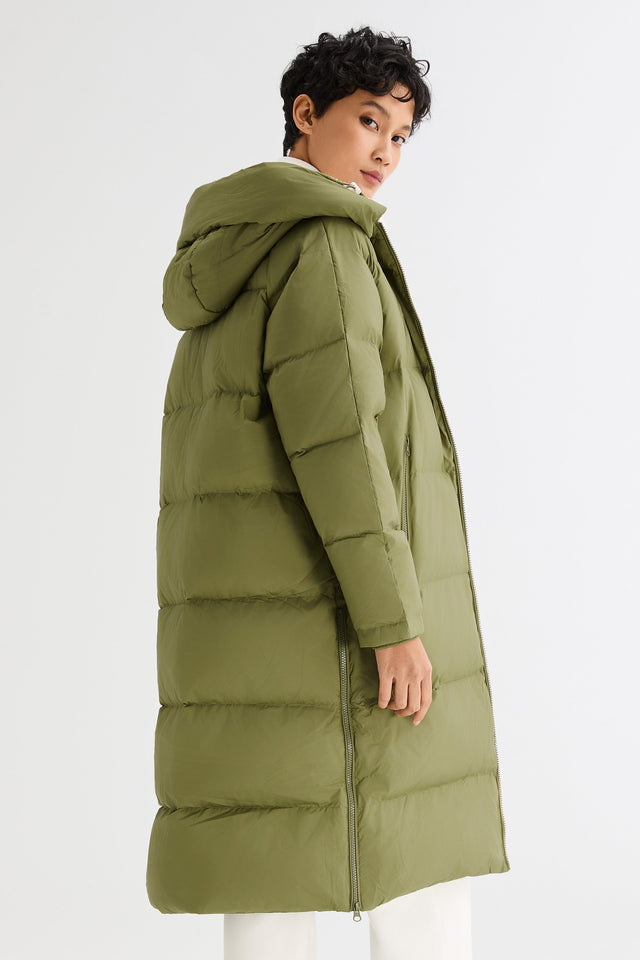 Long Puffer Down Jacket with Hem Slit