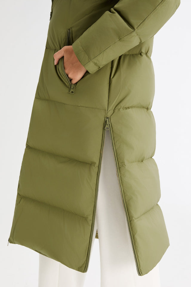 Long Puffer Down Jacket with Hem Slit