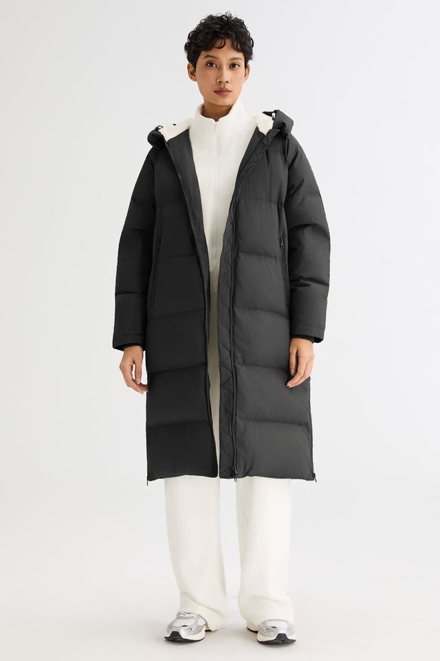 Long Puffer Down Jacket with Hem Slit