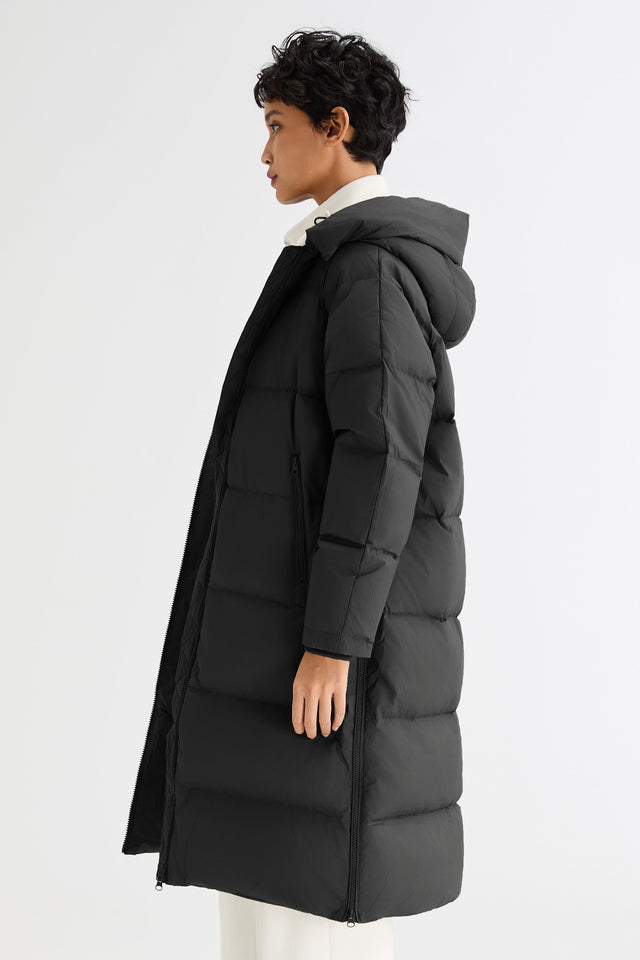 Long Puffer Down Jacket with Hem Slit
