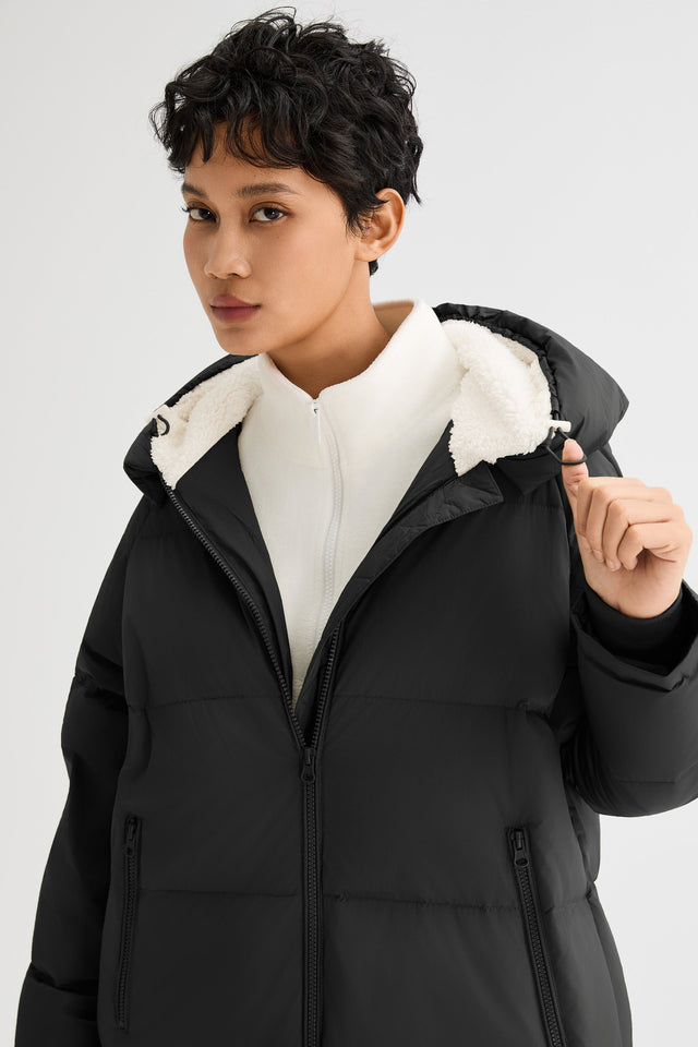 Long Puffer Down Jacket with Hem Slit