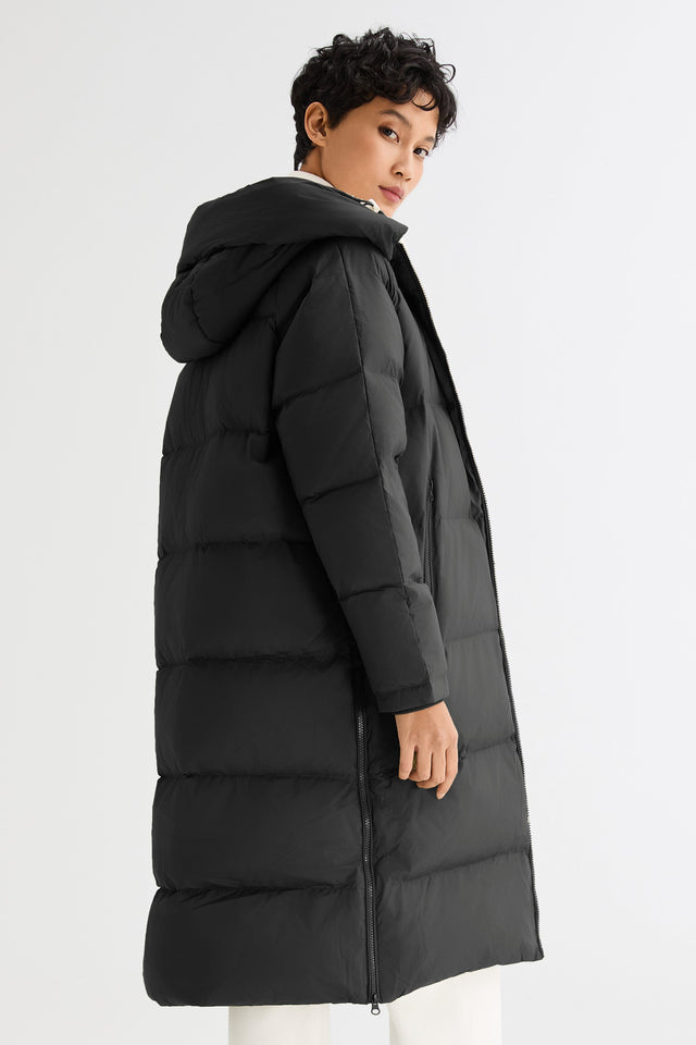 Long Puffer Down Jacket with Hem Slit