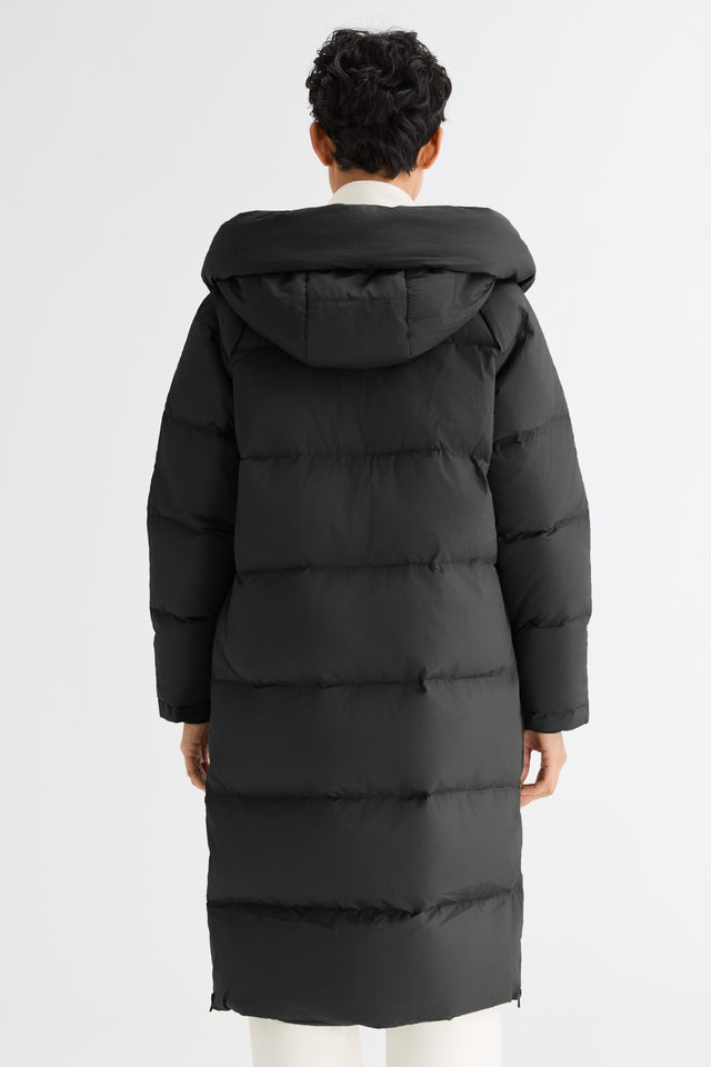 Long Puffer Down Jacket with Hem Slit