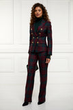 High Waisted Straight Trouser (Mulberry Tartan)