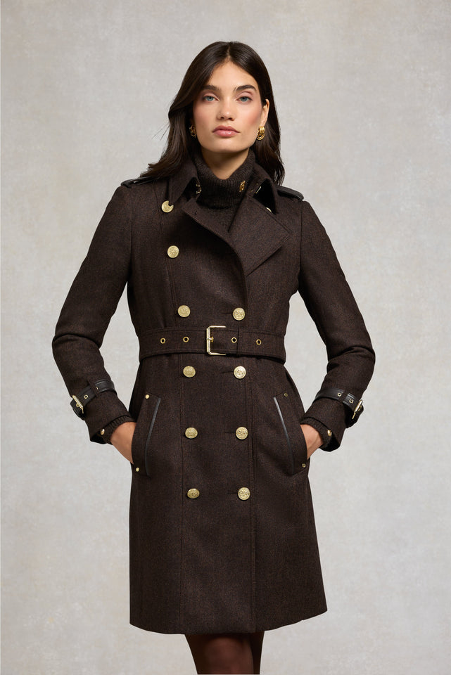 Marlborough Trench Coat (Chocolate Herringbone)