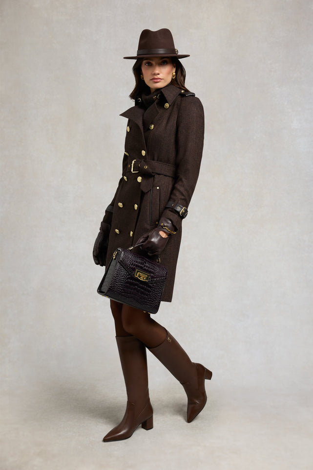 Marlborough Trench Coat (Chocolate Herringbone)
