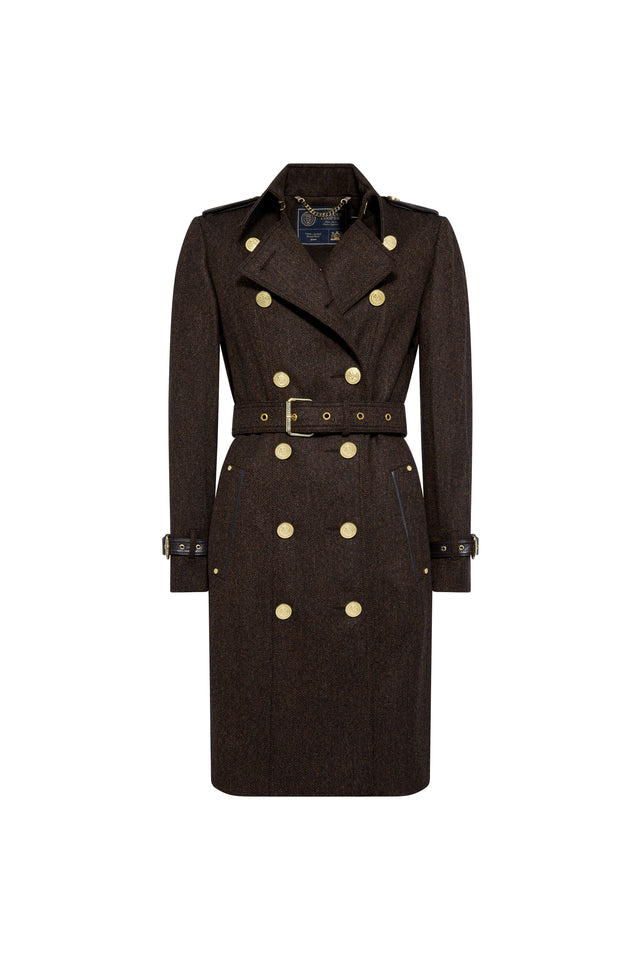 Marlborough Trench Coat (Chocolate Herringbone)