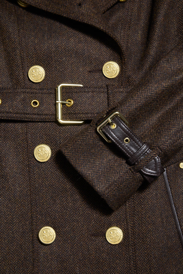 Marlborough Trench Coat (Chocolate Herringbone)