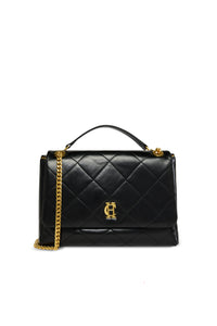 Milan Midi Shoulder Bag (Black Leather)